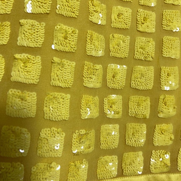 Aidan Mattox Womens Yellow Sequins Dress 6 Prom Homecoming Party Shine Silk Chic - Picture 5 of 17